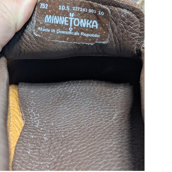Minnetonka Men\'s Brown Leather Comfort Slip On Driving Moccasin Size 10.5